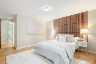 Just inside the primary suite door is the entrance to the bathroom.