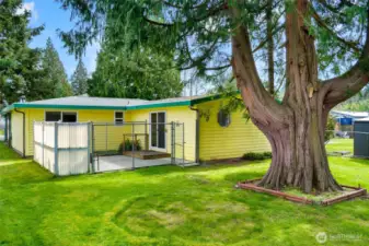 The back of the home from the yard.