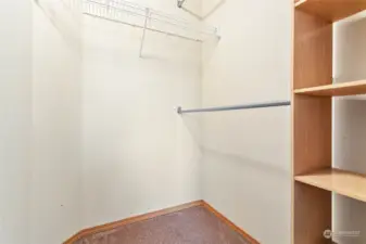 Spacious walk in closet in the primary bedroom