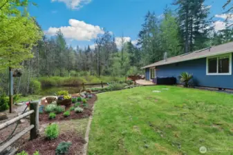 Backyard with view toward the seasonal pond.