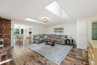 View from Family room into dining and kitchen.