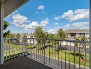 The private balcony gets morning sun and afternoon shade. A perfect spot to relax or entertain your guests.