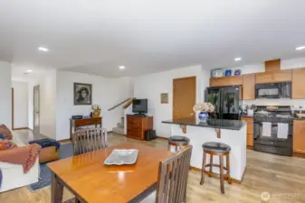 Light and bright filled living, dining and kitchen