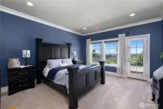 Bedroom with balcony views.