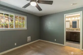 Primary bedroom and bathroom