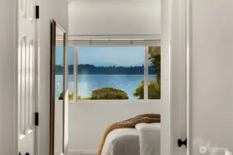 FROM the bathroom to primary suite———Skyline view also visible from the Primary seen here