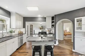 Arched doorways throughout the home are reminiscent of long-ago days.