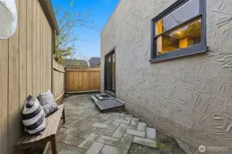 Here is the back of the home, which is entered through the dining room doors. Access to the crawlspace is shown next to the doors.