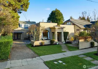 This scene proudly shows off the newly landscaped front lawn.