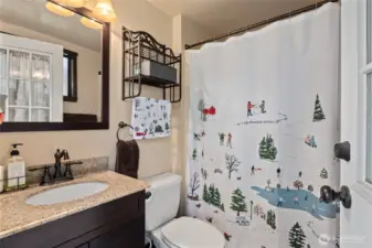 Nice bathroom with a large shower!