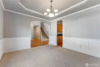 Additional view of the dining room with access to the butler's pantry.
