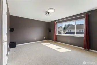 Media room has a good size closet and can easily be a 5th bedroom.