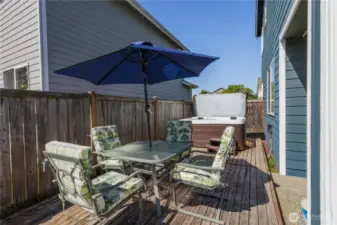 Additional view of the deck and hot tub.