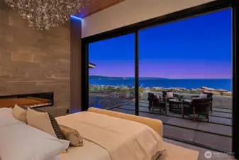 All these high-end finishes. Pull a drink out from the Sub-Zero before you retire while watching the whales cruise by. Nighty night, your dreams have come true.