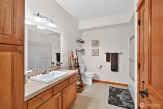 oversized guest bath with ample storage