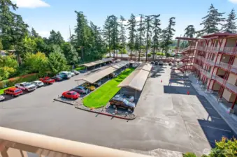 Dedicated covered parking and ample parking for guests