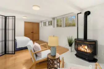 Cozy gas fireplace