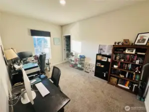 Guest bedroom or office with a walk-in closet.