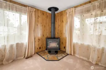Wood stove in living room