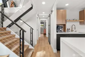 Stairs leading into the lower level.