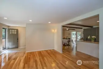 Beautiful hardwood floors in the main living and kitchen areas.