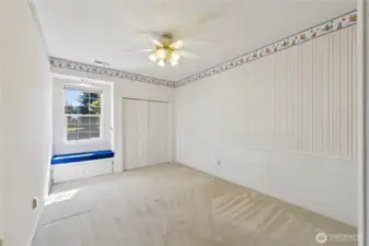 One of the two guest room. Nice bench window seat