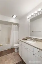 A full bathroom conveniently located in the fully finished basement.