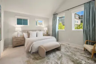 Primary suite on the 2nd level with 2 separate closets and grand bathroom with large soaking tub.