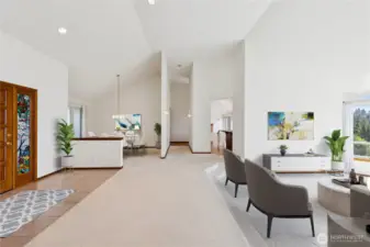 Large entry leading directly into the living room with views.  Virtually staged.