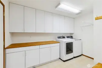Large laundry and mud room on the main level.