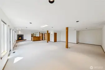 Natural light and tall ceilings in lower level.
