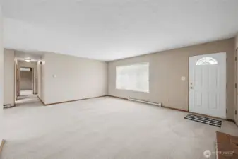 Living room,(hardwood under carpet)