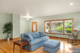 The great room is spacious. Check out the 3D video.