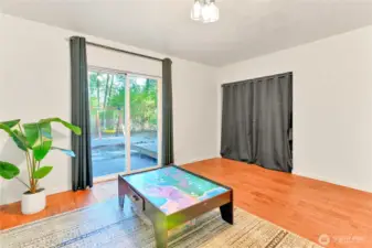 Washer and Dryer behind curtains.