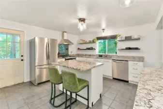 Kitchen Island has removable wheels and can be moved
