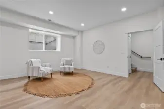 portion of oversized lower level flex space