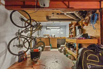 Garage with built-in shelving
