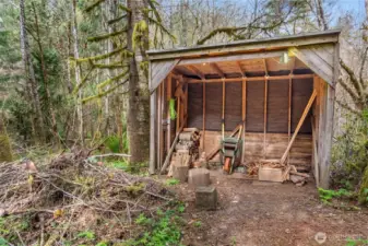 Wood shed with power