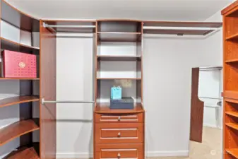 Primary closet with built-ins.