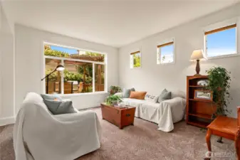 This sitting room is bathed in natural light