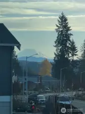 Looking down the street from the Bonus Room. Mt Rainier came out today!
