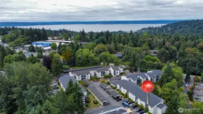 Looking West, Puget Sound is just a short drive away.