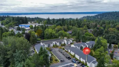 Looking West, Puget Sound is just a short drive away.