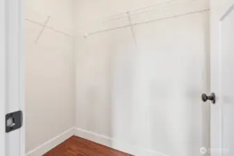 Walk-in closet in the junior suite.