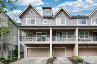 Two-car attached garage at the back of the home.
