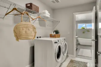 Laundry room has direct access from the primary master bath