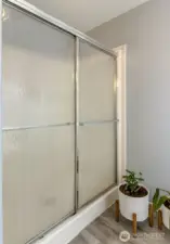 With glass door shower