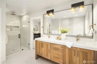 Primary with soaking tub and large shower