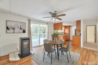 Dining room virtually staged.