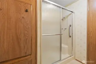 Primary bath with walk in shower.